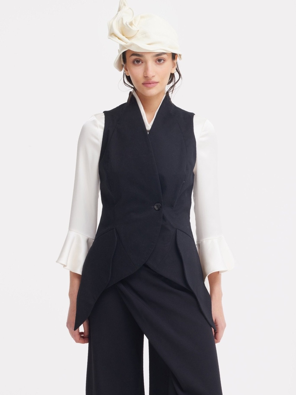Julia Allert Formal Asymmetric Tailored Vest Black